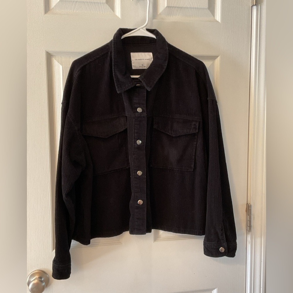 Celebrity Pink Juniors Black Size XL Corduroy Button Down Jacket